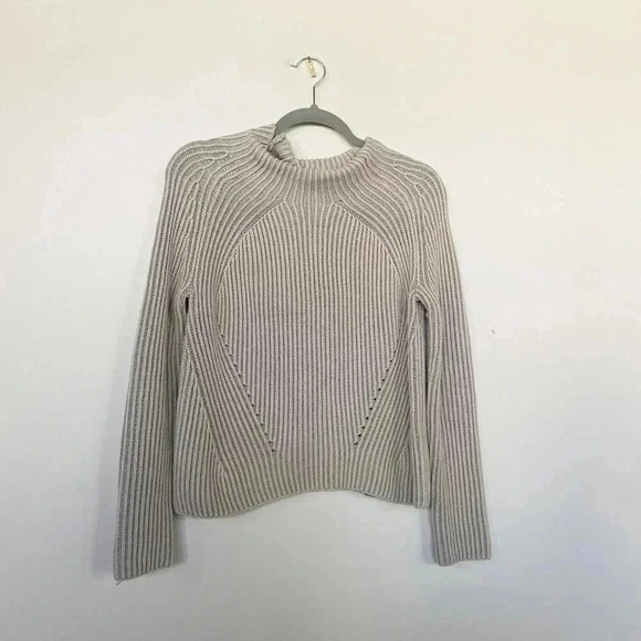 Athleta mock neck knit ribbed cream sweater xxs - Picture 1 of 6